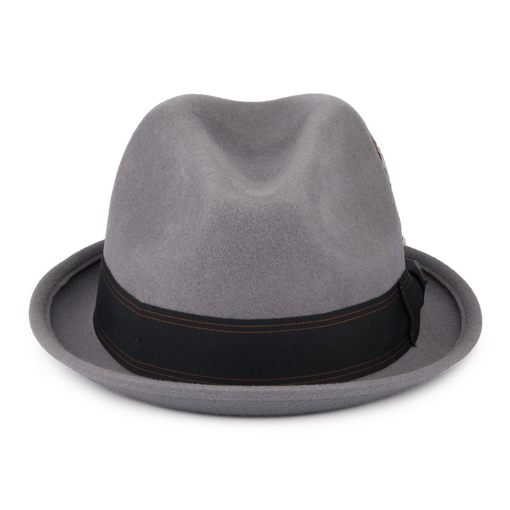 Brixton Hats Gain Wool Felt Trilby Hat With Black Band - Grey