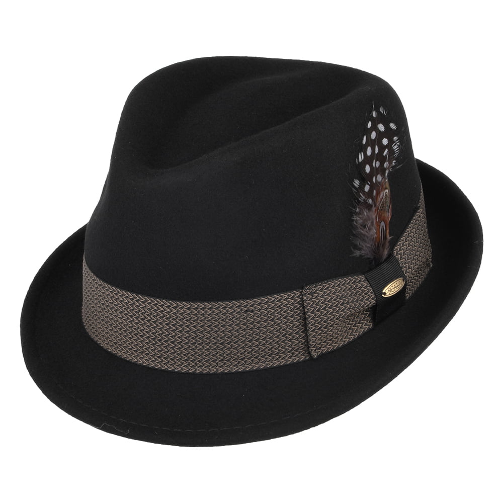 Scala Hats Rexburg Crushable Wool Felt Trilby Hat - Black