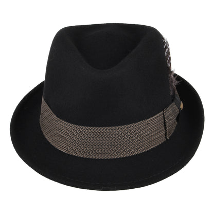 Scala Hats Rexburg Crushable Wool Felt Trilby Hat - Black