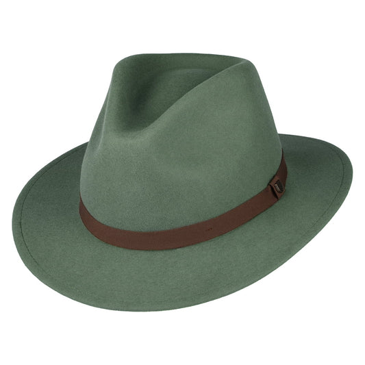 Brixton Hats Messer Packable Wool Felt Fedora Hat - Light Olive