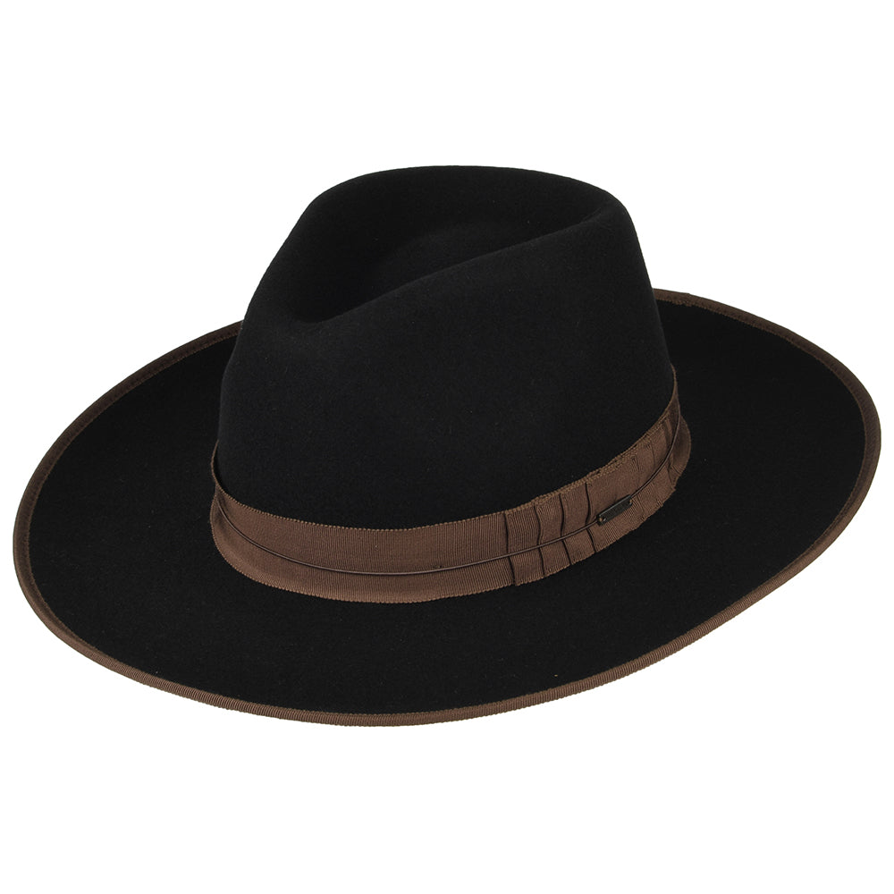 Brixton Hats Reno Wool Felt Fedora Hat - Black-Brown
