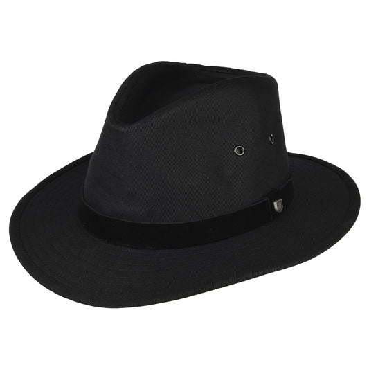 Brixton Hats Messer X Adventure Water Repellent Cotton Fedora Hat - Black