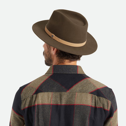Brixton Hats Messer Wool Felt Fedora Hat - Brown-Natural