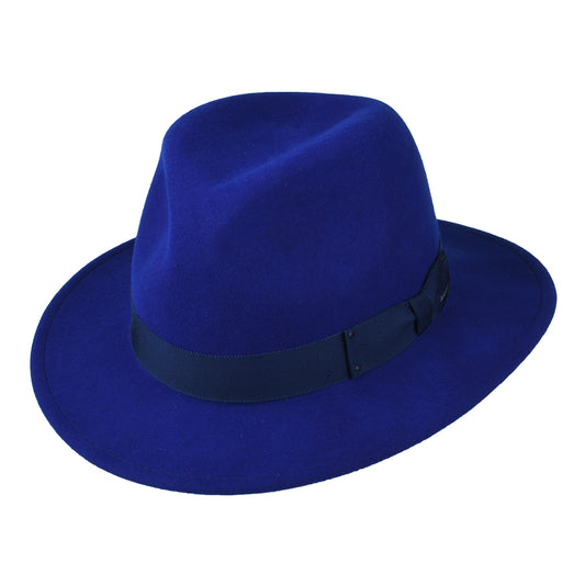 Bailey Hats Curtis Crushable Water Repellent Wool Felt Fedora Hat - Royal Blue