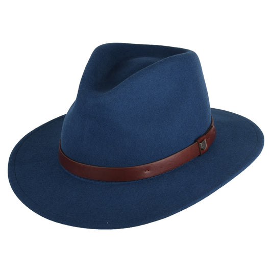 Brixton Hats Messer Wool Felt Fedora Hat - Blue