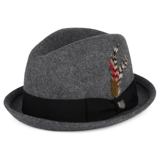 Brixton Hats Gain Wool Felt Trilby Hat - Dark Grey Heather