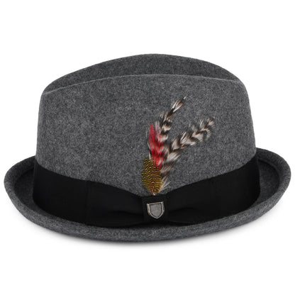 Brixton Hats Gain Wool Felt Trilby Hat - Dark Grey Heather