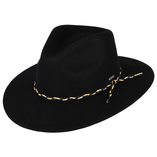 Brixton Hats Messer Western Wool Felt Fedora Hat - Black