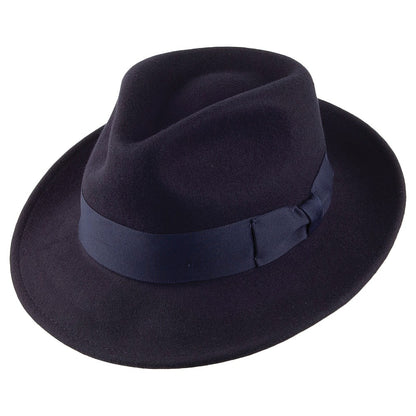 Jaxon & James Crushable C-Crown Wool Felt Fedora Hat - Navy Blue