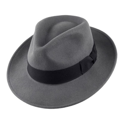 Jaxon & James Crushable C-Crown Wool Felt Fedora Hat - Grey