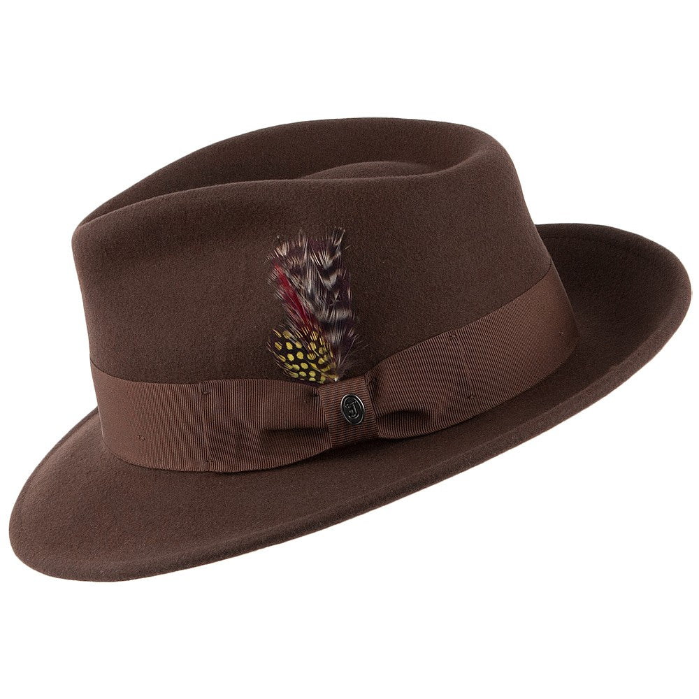 Jaxon & James Crushable C-Crown Wool Felt Fedora Hat - Brown