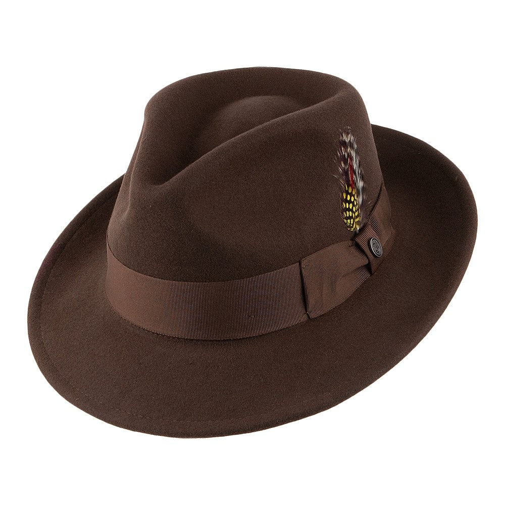Jaxon & James Crushable C-Crown Wool Felt Fedora Hat - Brown