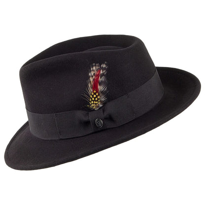 Jaxon & James Crushable C-Crown Wool Felt Fedora Hat - Black