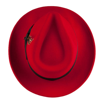 Jaxon & James Crushable C-Crown Wool Felt Fedora Hat - Red