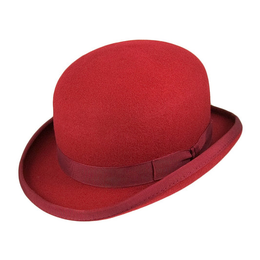 Christys Hats Wool Felt Bowler Hat - Red