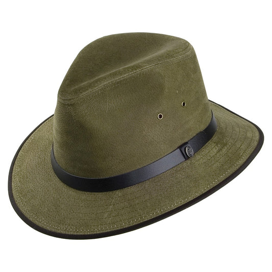 Jaxon & James Nubuck Leather Safari Fedora - Olive