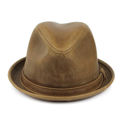 New York Hat Company Vintage Leather Trilby Hat - Brown