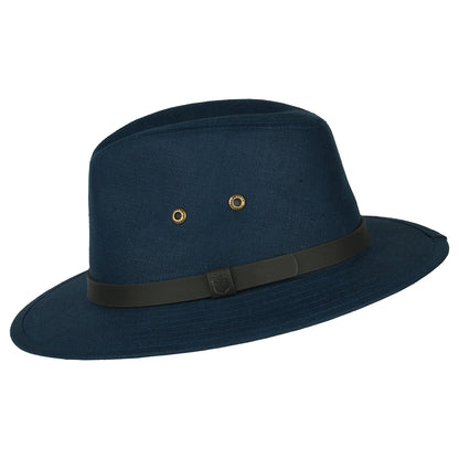 Failsworth Hats Irish Linen Safari Fedora Hat - Navy Blue