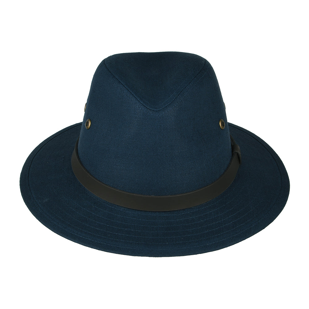 Failsworth Hats Irish Linen Safari Fedora Hat - Navy Blue