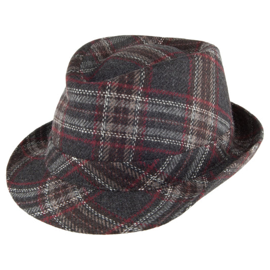 Crambes Hats Windowpane Trilby Hat - Charcoal