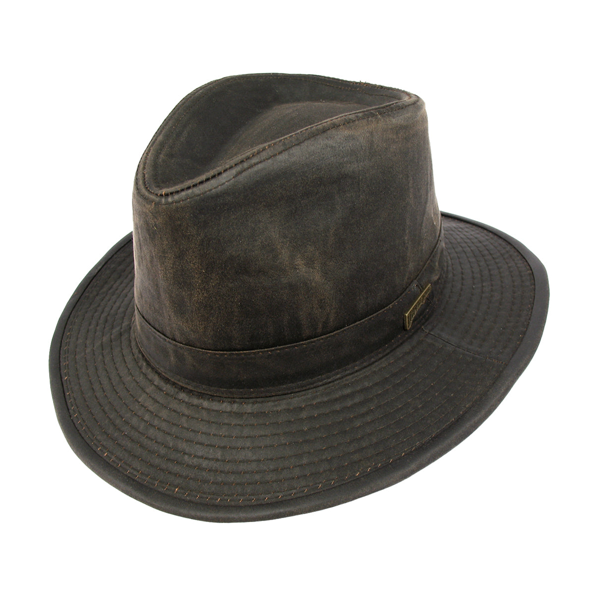 Indiana Jones Hats Weathered Cotton Fedora - Dark Brown