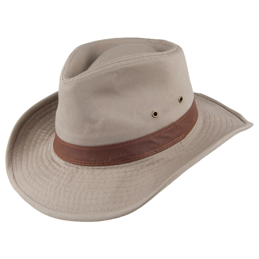 Dorfman Pacific Hats Washed Twill Outback Hat - Khaki