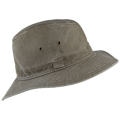 Dorfman Pacific Hats Rondavel Cotton Safari Fedora Hat - Olive