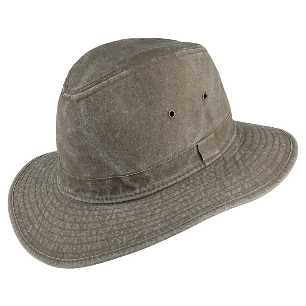 Dorfman Pacific Hats Rondavel Cotton Safari Fedora Hat - Olive ...