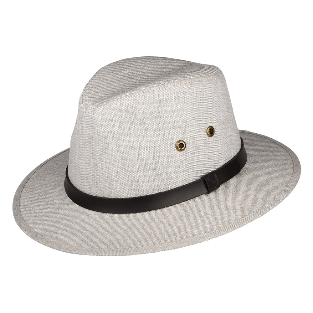Failsworth Hats Irish Linen Safari Fedora Hat - Natural Mix