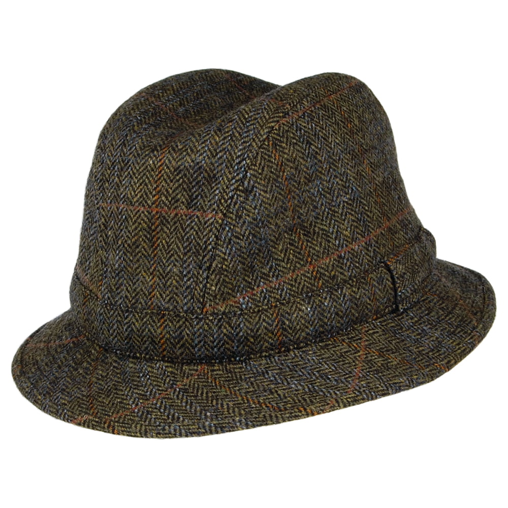 City Sport Herringbone Rollable Trilby Hat - Olive