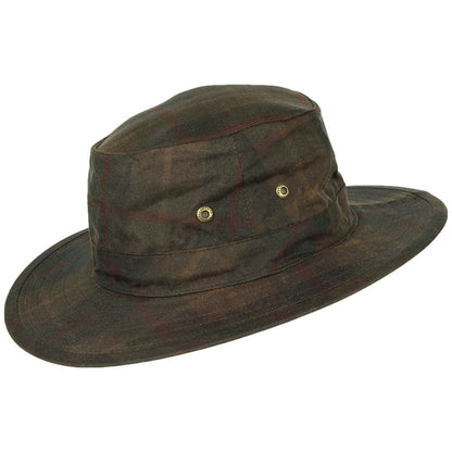 Failsworth Hats Waxed Cotton Windowpane Traveller Hat - Brown