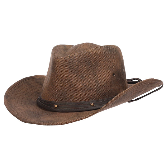 Dorfman Pacific Hats Danum Distressed Twill Outback Hat - Brown