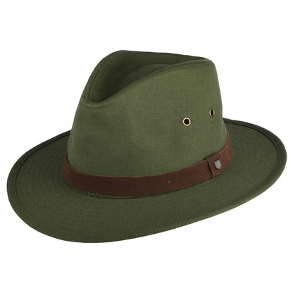 Brixton Hats Messer X Adventure Water Repellent Cotton Fedora Hat - Olive