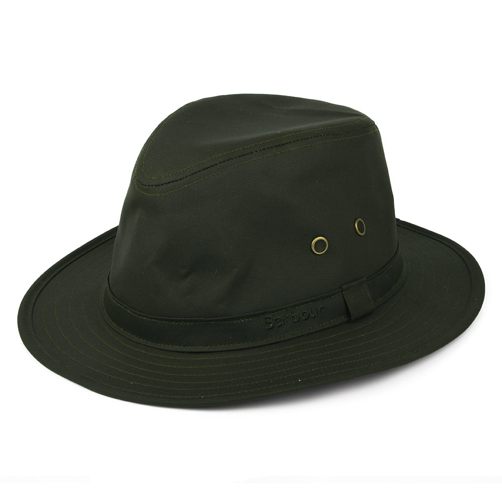 Barbour Hats Dawson Waxed Cotton Safari Hat - Olive