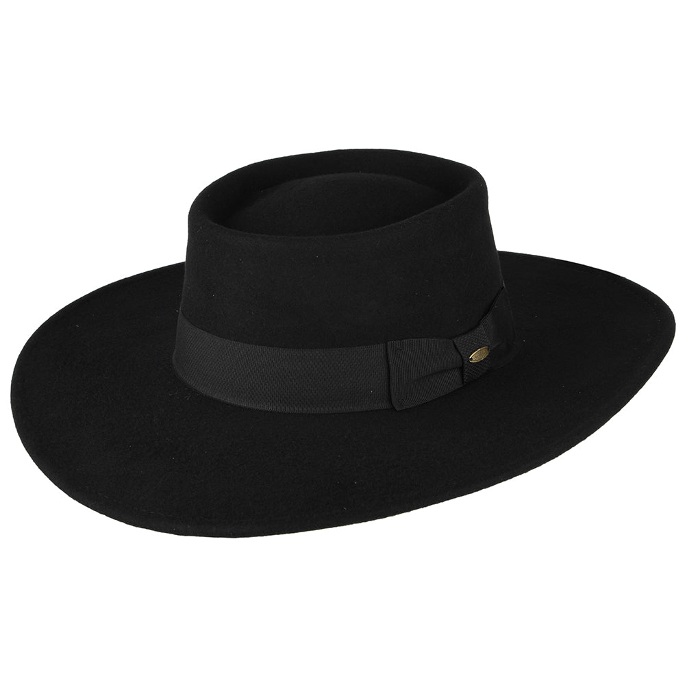 Scala Hats Hank Water Repellent Wool Felt Gaucho Hat - Black