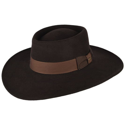 Scala Hats Hank Water Repellent Wool Felt Gaucho Hat - Chocolate