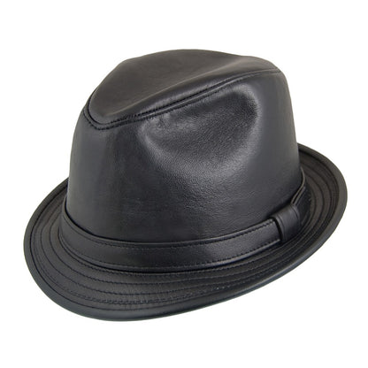New York Hat Company Leather Trilby Hat - Black