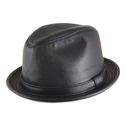 New York Hat Company Leather Trilby Hat - Black