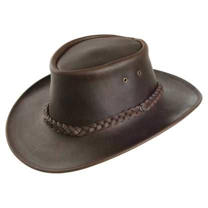 Jaxon & James Crushable Leather Outback Hat - Brown
