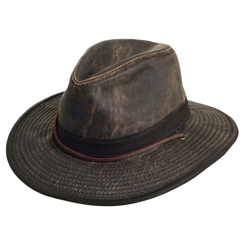 Dorfman Pacific Hats Weathered Cotton Aussie Hat - Brown