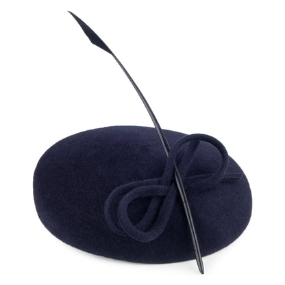 Whiteley Hats Fur Felt Beret with Quill - Navy Blue