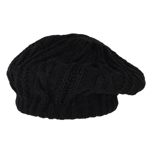 Whiteley Hats Cable Knit Beret - Black