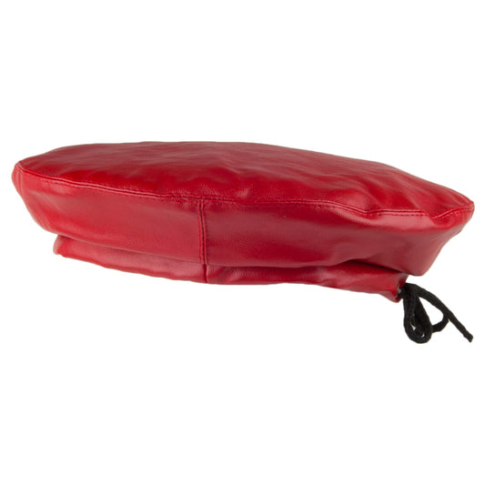 Scala Hats Faux Leather Beret - Red