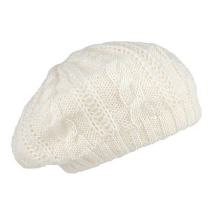 Whiteley Hats Cable Knit Beret - Winter White