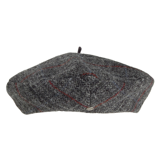 Héritage par Laulhère Hats Gwen HARRIS TWEED Herringbone Beret - Grey