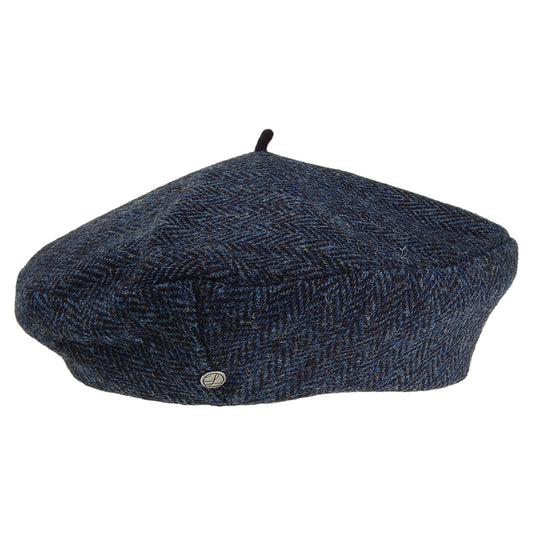 Héritage par Laulhère Hats Gwen HARRIS TWEED Herringbone Beret - Blue