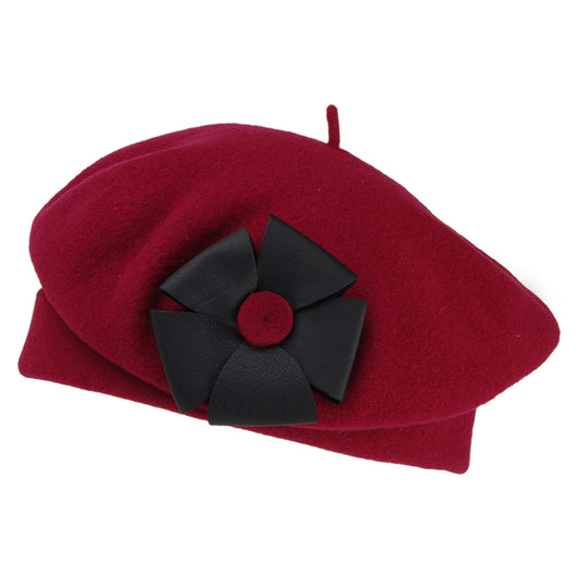 Héritage par Laulhère Hats Fleurine Merino Wool Beret - Bordeaux