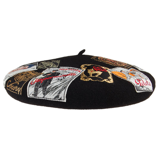 Laulhère Hats Eridan Vintage Patch Merino Wool Beret - black