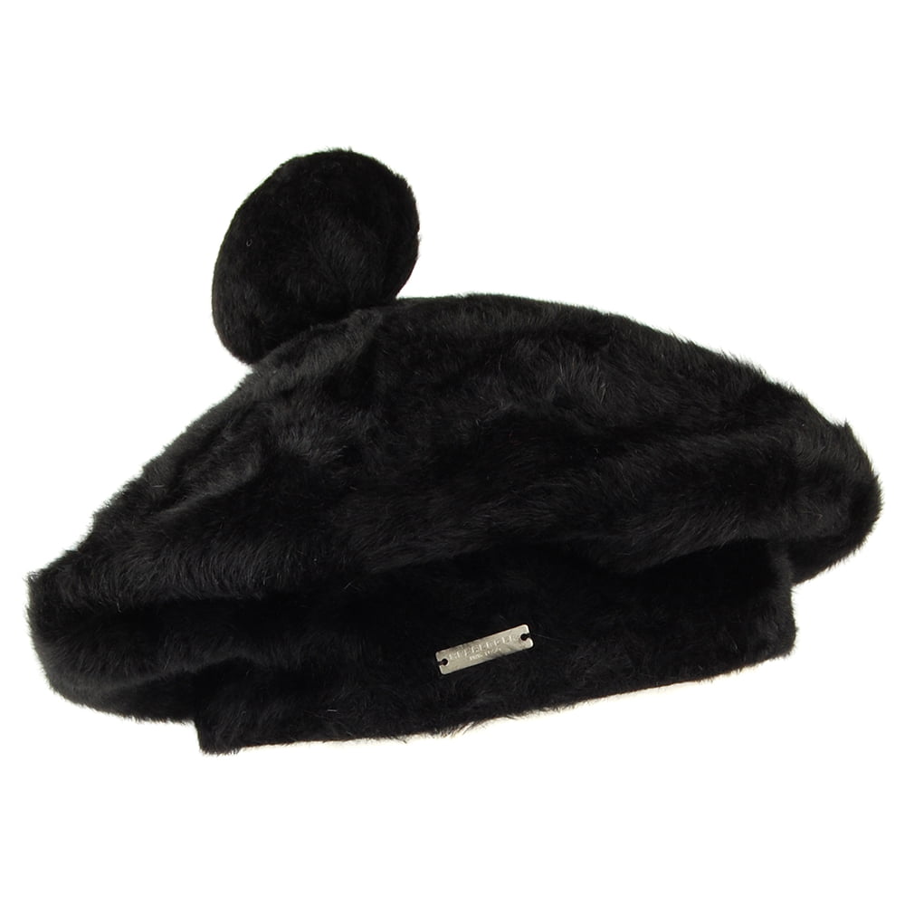 Seeberger Hats Fur with Pom Beret - Black