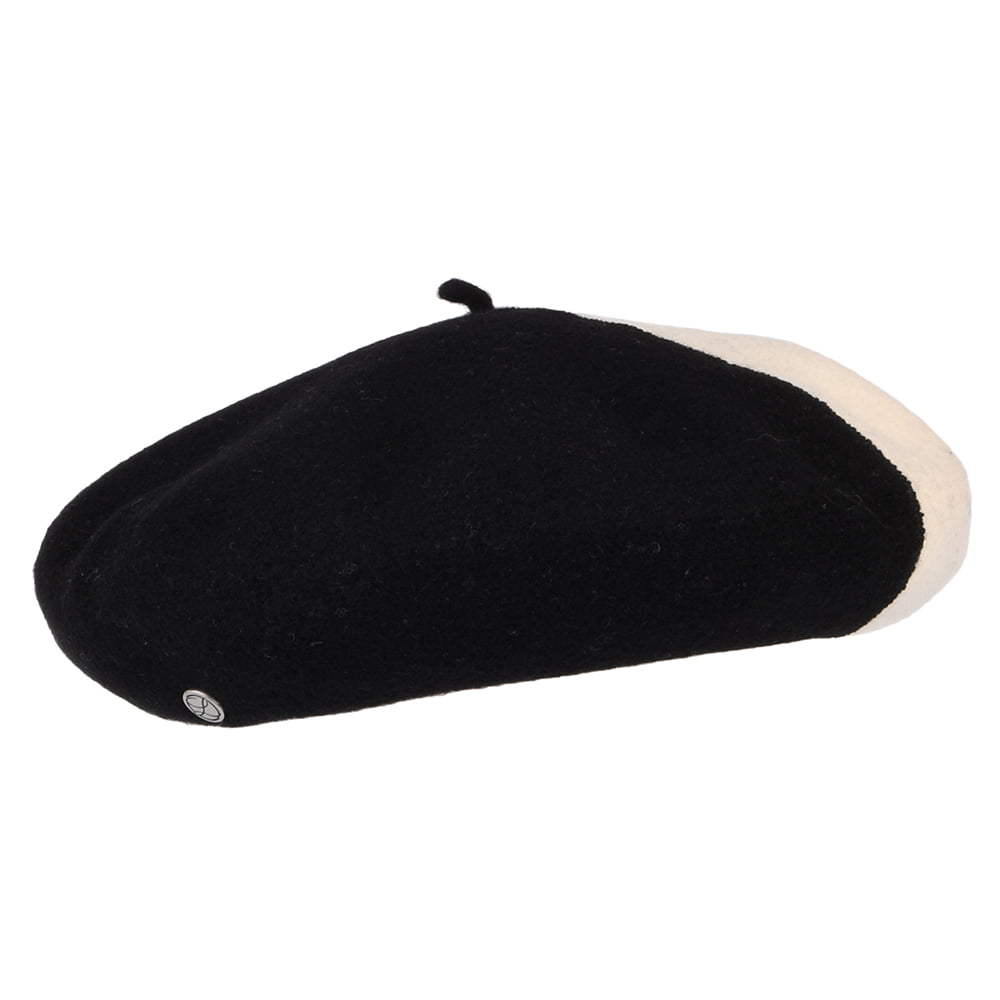 Laulhère Hats Elton Bi-Coloured Merino Wool Beret - Black-White